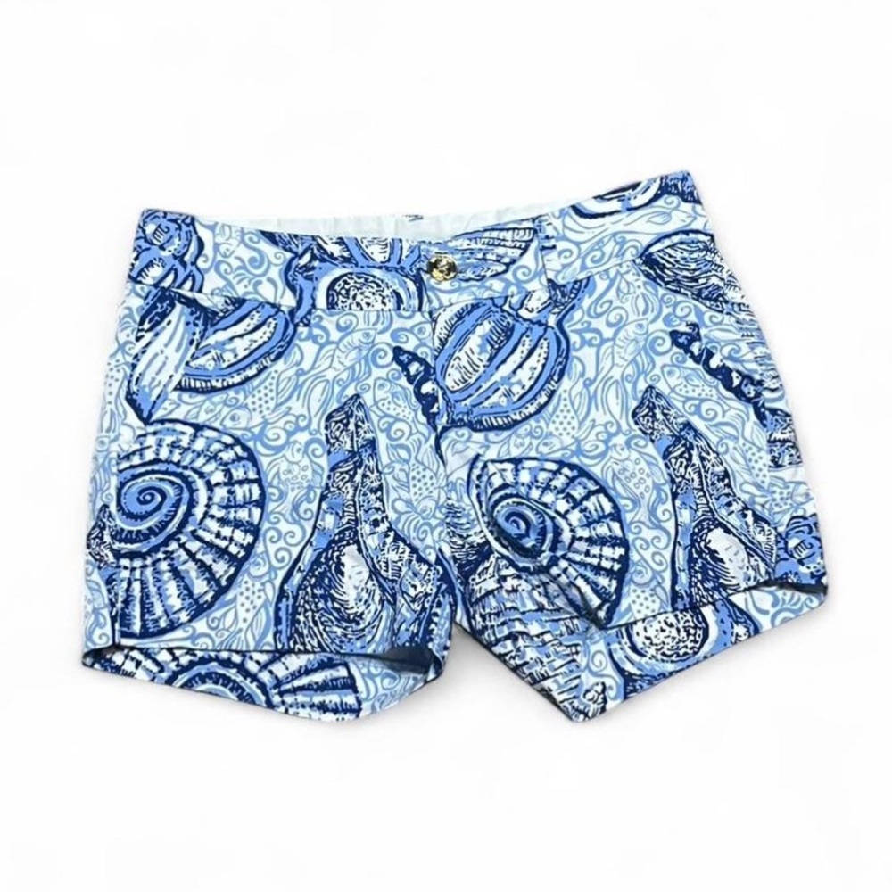 Lilly Pulitzer Blue and White Shell Print Shorts